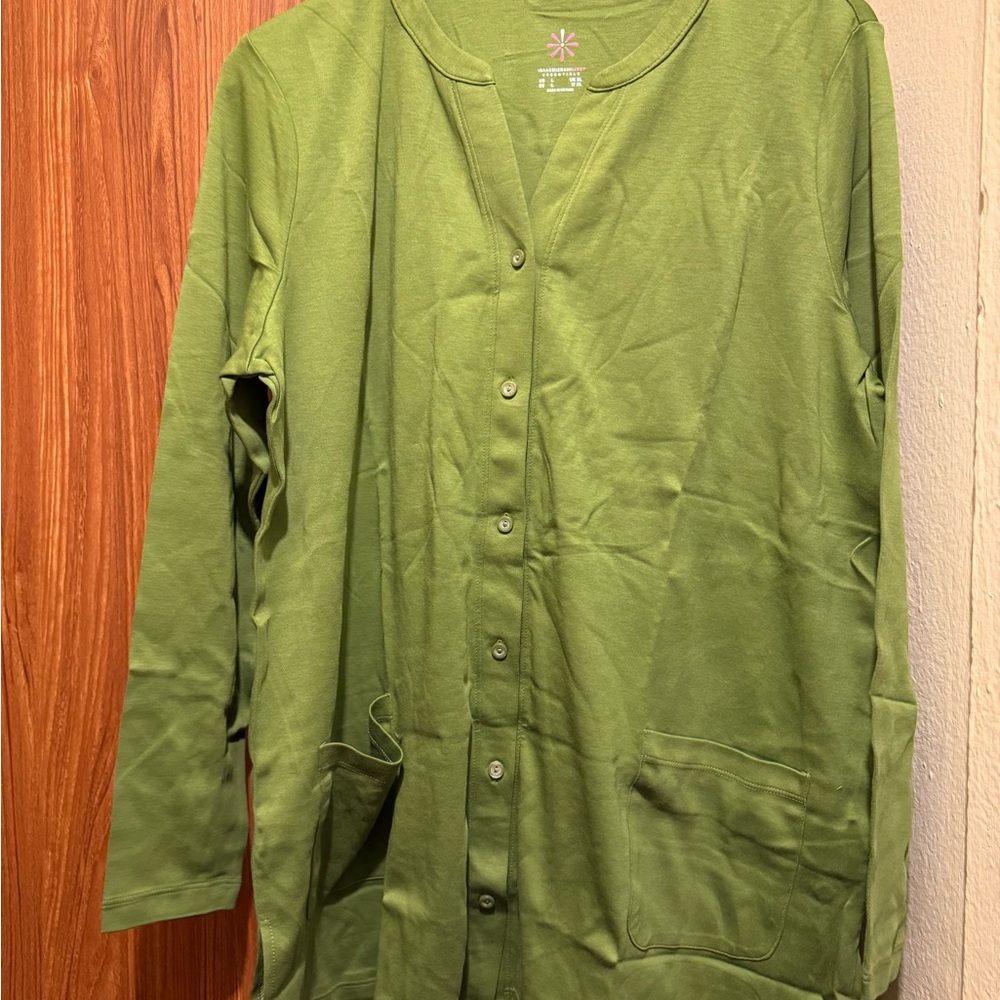 Isaac Mizrahi Green Button-Up Cardigan